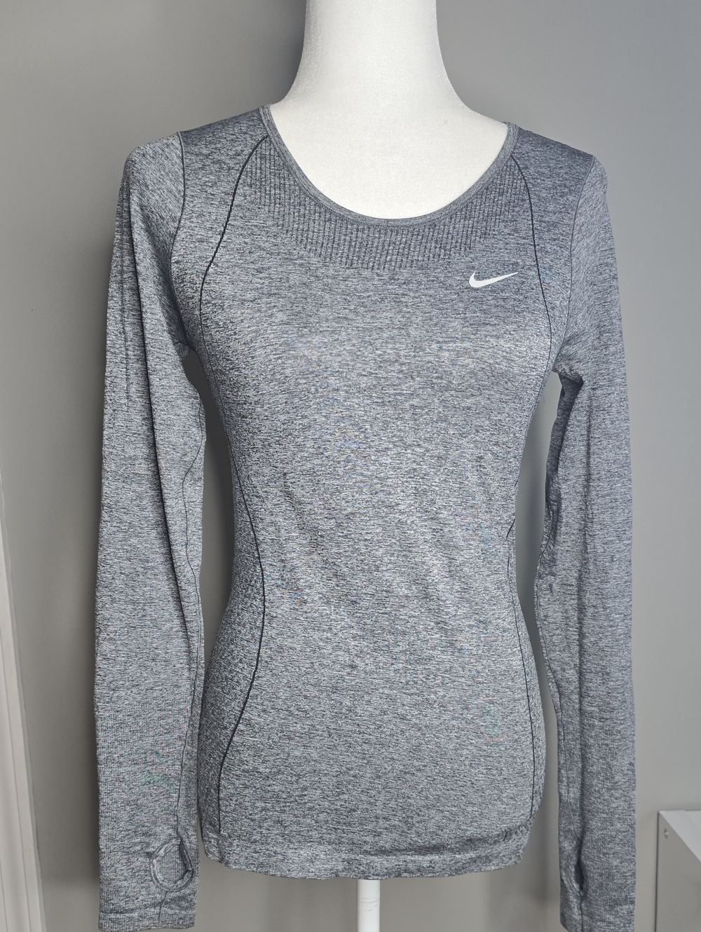 Nike Gray Seam-Detail Long Sleeve Training Top